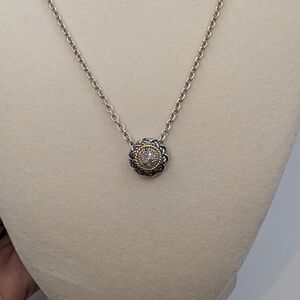 Andrea Candela Silver, 14kt Gold And Diamond Woven Necklace